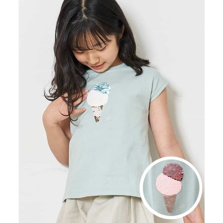★sale★今期物★FLYGIRL★フライガール★デコ立体Tシャツ★スパンコール トゥインクルスパンコールTシャツ[品番：ITKW0001036]｜a.v.v