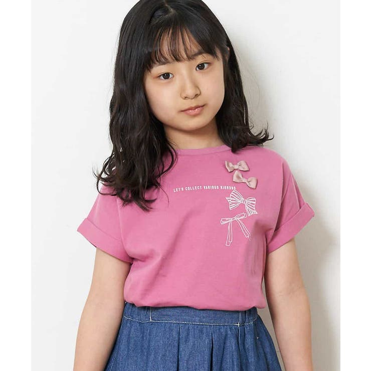 100-130]【接触冷感】リボンデザインＴシャツ[WEB限定サイズ][品番