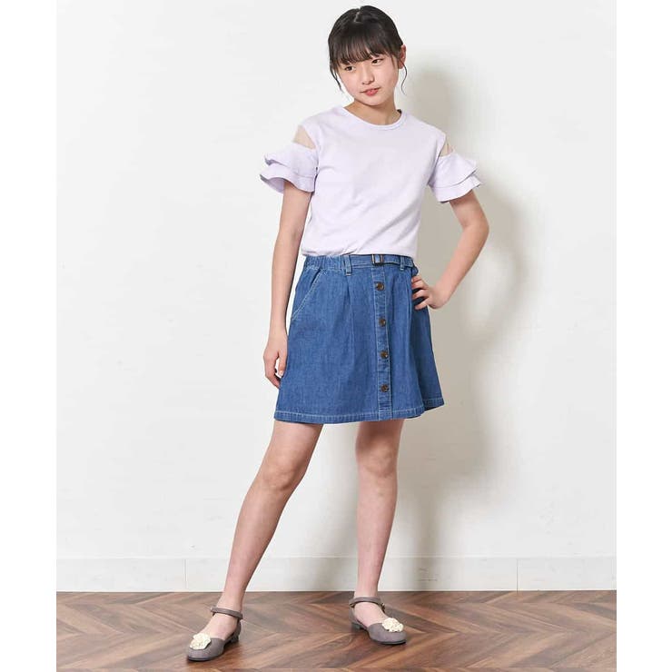 [140-150]【接触冷感】シアーフリルスリーブカットソー | a.v.v【KIDS】 | 詳細画像7 