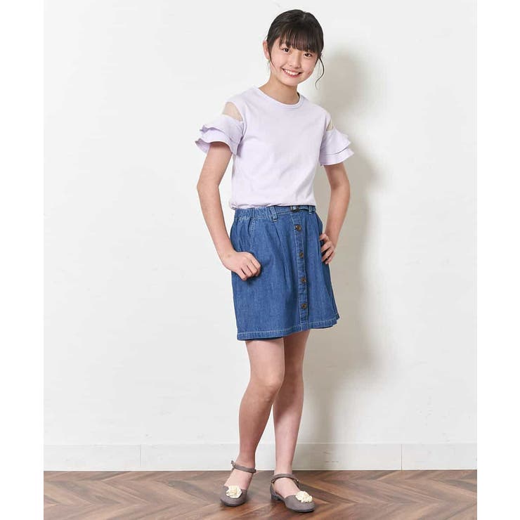 [140-150]【接触冷感】シアーフリルスリーブカットソー | a.v.v【KIDS】 | 詳細画像8 