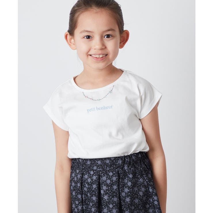 ホワイト | [100-130]ネックレスモチーフＴシャツ | a.v.v【KIDS】
