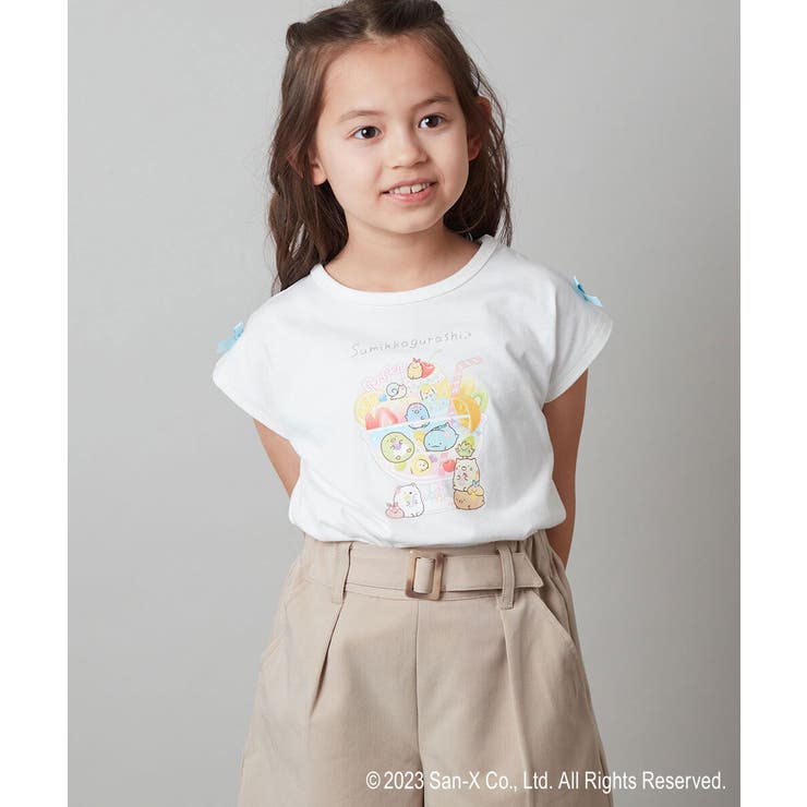 100-140]すみっコぐらし袖リボンTシャツ[品番：ITKW0010478