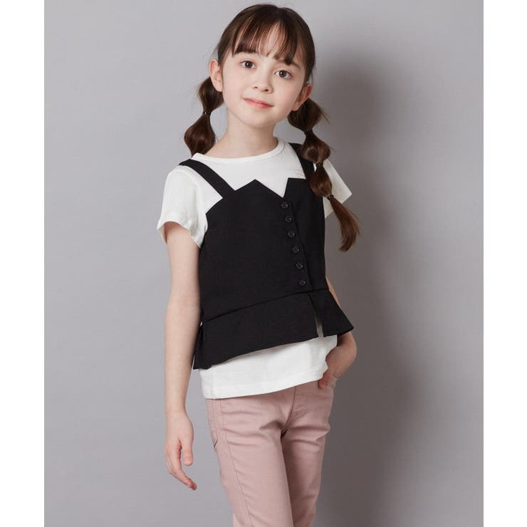 ブラック | [100-130]【セットアップ対応】キャミドッキングトップス | a.v.v【KIDS】