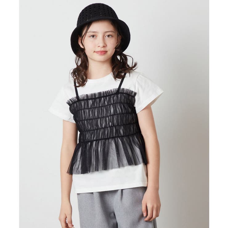 [100-130]チュールキャミドッキングＴシャツ | a.v.v【KIDS】 | 詳細画像12 