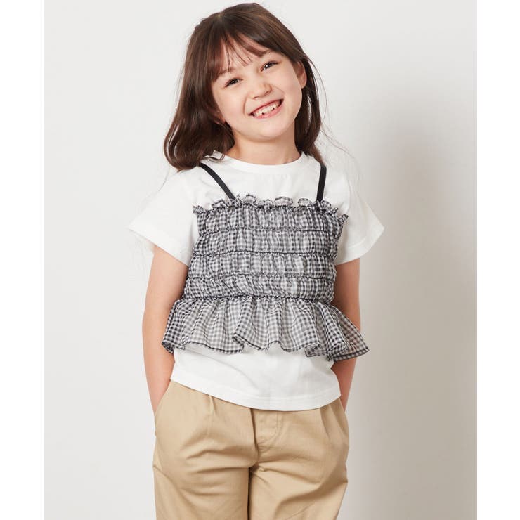 [100-130]チュールキャミドッキングＴシャツ | a.v.v【KIDS】 | 詳細画像26 
