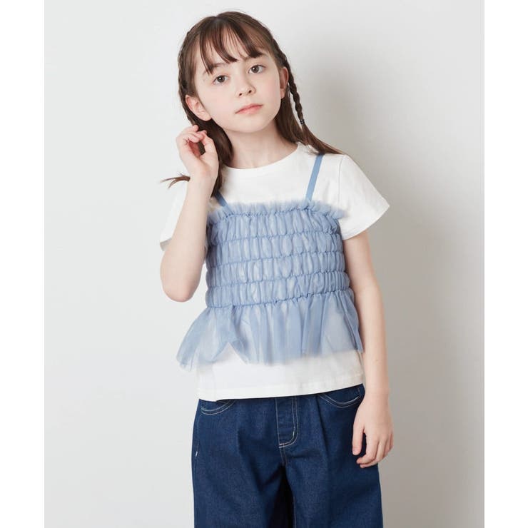 [100-130]チュールキャミドッキングＴシャツ | a.v.v【KIDS】 | 詳細画像4 