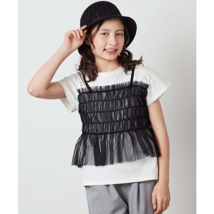 [100-130]チュールキャミドッキングＴシャツ | a.v.v【KIDS】 | 詳細画像21 