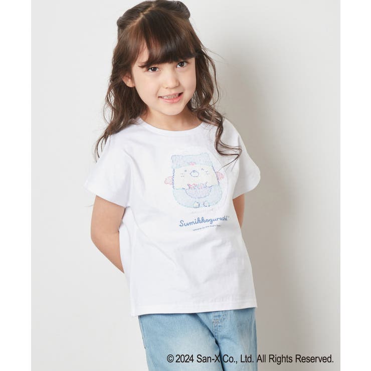 【美品】エムズグレイシー 23SS Tシャツ スパンコール 女の子　カタログ掲載 100-140]【すみっコぐらし】リバーシブルスパンコールTシャツ