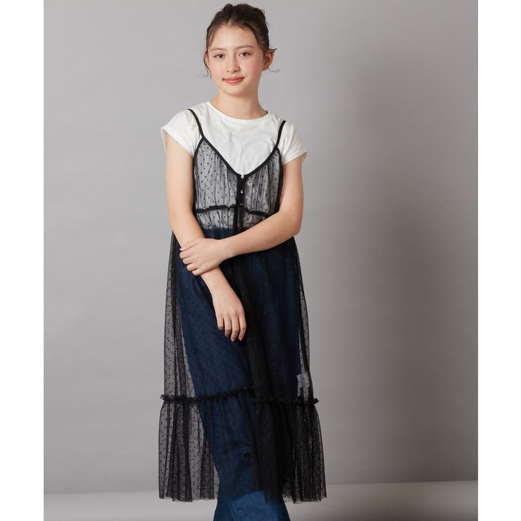 140-150]【２点セット】チュールキャミワンピ×Tシャツ[品番：ITKW0017217]｜a.v.v 【KIDS】（アーヴェヴェ）のキッズファッション通販｜SHOPLIST（ショップリスト）