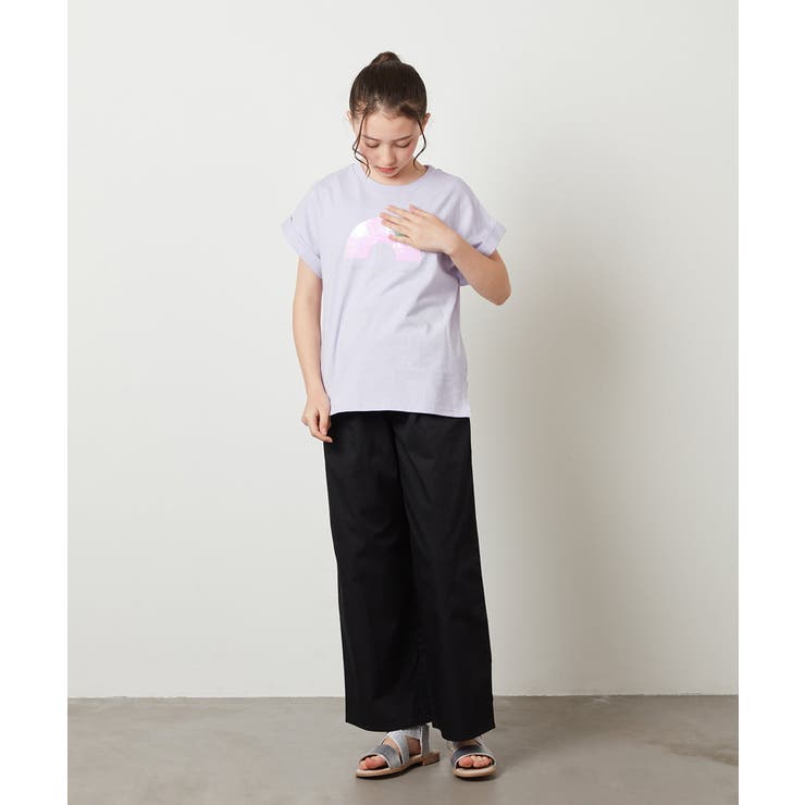 COACH◆Tシャツ/XS/コットン/YLW/スパンコール/ コラボ！COACH X CHAMPION スパンコール ロゴ 半袖Tシャツ