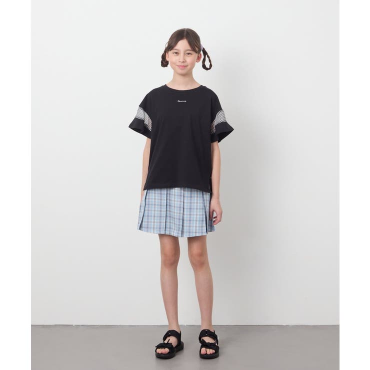 シアーギンガムキリカエスリーブＴシャツ | a.v.v【KIDS】 | 詳細画像3 