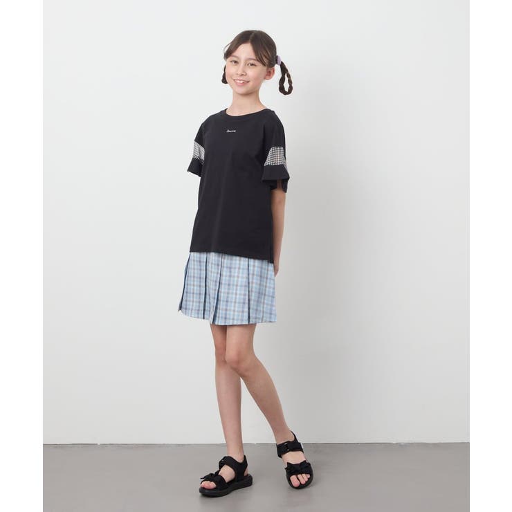 シアーギンガムキリカエスリーブＴシャツ | a.v.v【KIDS】 | 詳細画像5 
