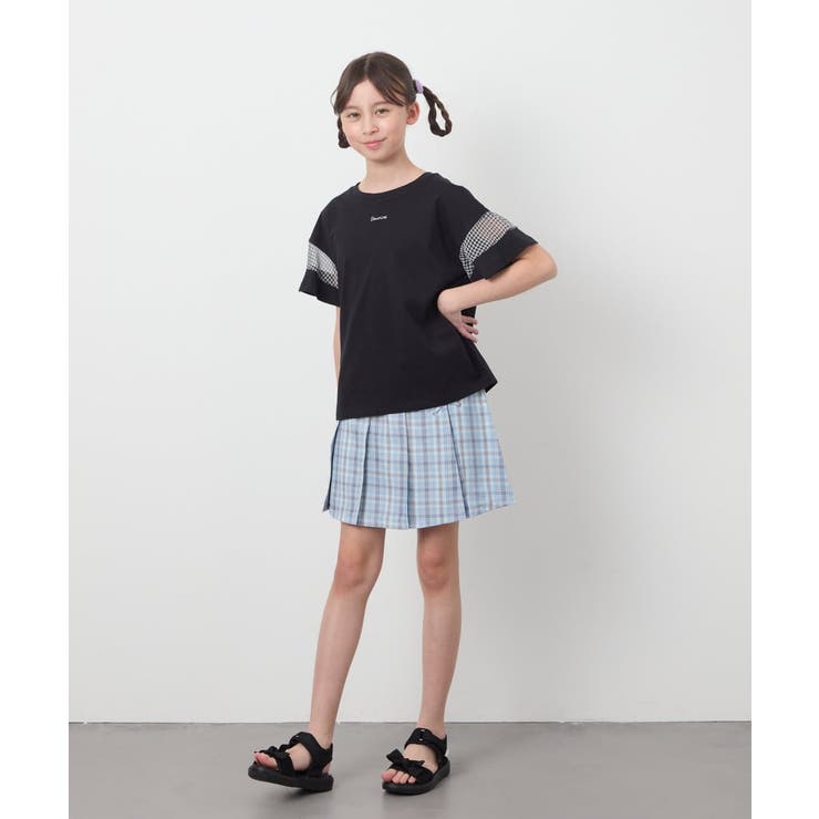 シアーギンガムキリカエスリーブＴシャツ | a.v.v【KIDS】 | 詳細画像6 