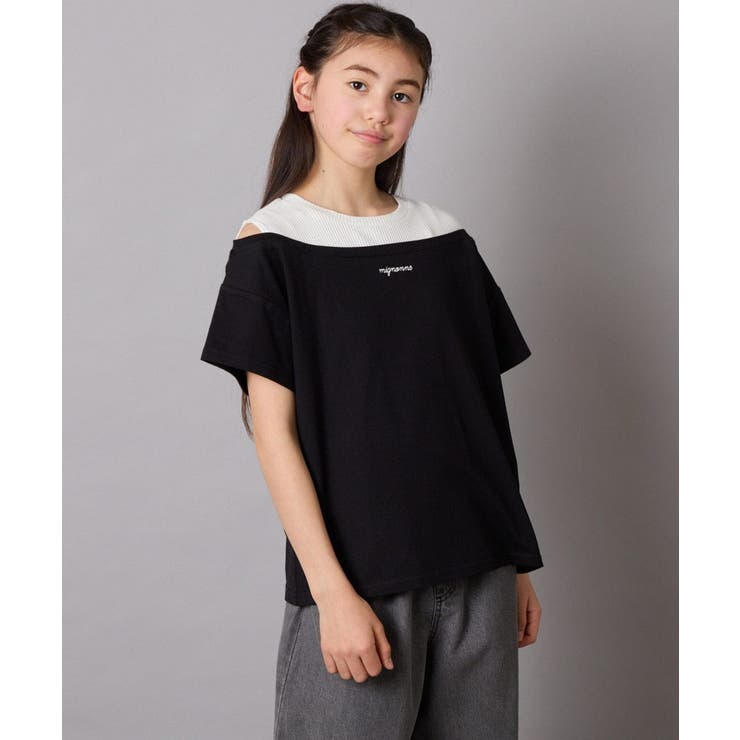 オフショルレイヤードロゴTシャツ | a.v.v【KIDS】 | 詳細画像8 