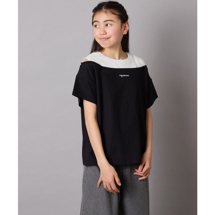 オフショルレイヤードロゴTシャツ | a.v.v【KIDS】 | 詳細画像9 