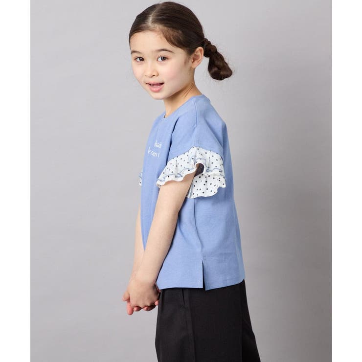 [110-160]【WEB限定】ドットチュール袖Tシャツ | a.v.v【KIDS】 | 詳細画像3 