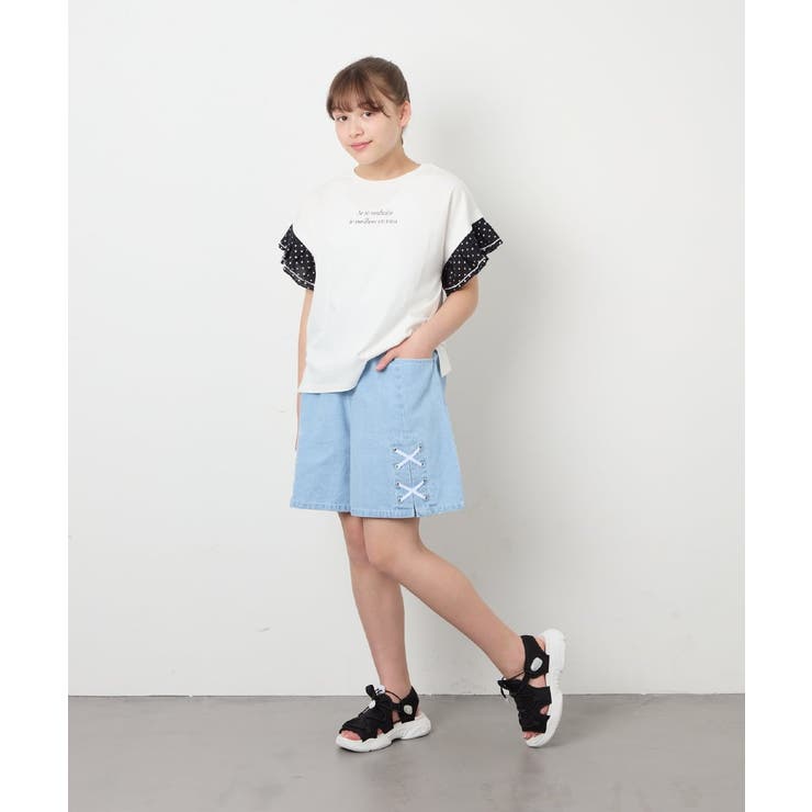 [110-160]【WEB限定】ドットチュール袖Tシャツ | a.v.v【KIDS】 | 詳細画像42 