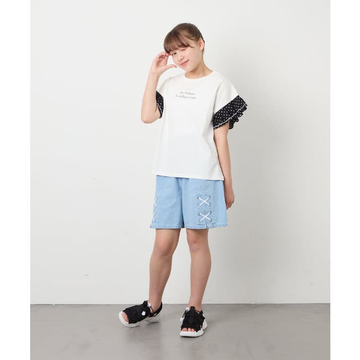 [110-160]【WEB限定】ドットチュール袖Tシャツ | a.v.v【KIDS】 | 詳細画像43 