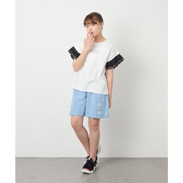 [110-160]【WEB限定】ドットチュール袖Tシャツ | a.v.v【KIDS】 | 詳細画像44 