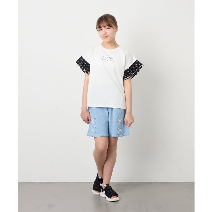 [110-160]【WEB限定】ドットチュール袖Tシャツ | a.v.v【KIDS】 | 詳細画像45 
