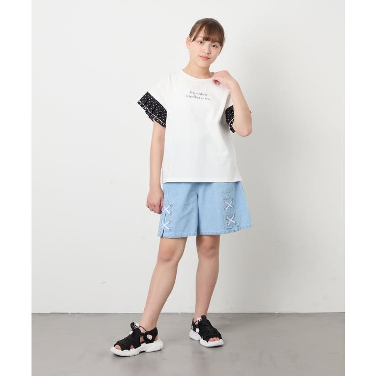 [110-160]【WEB限定】ドットチュール袖Tシャツ | a.v.v【KIDS】 | 詳細画像46 