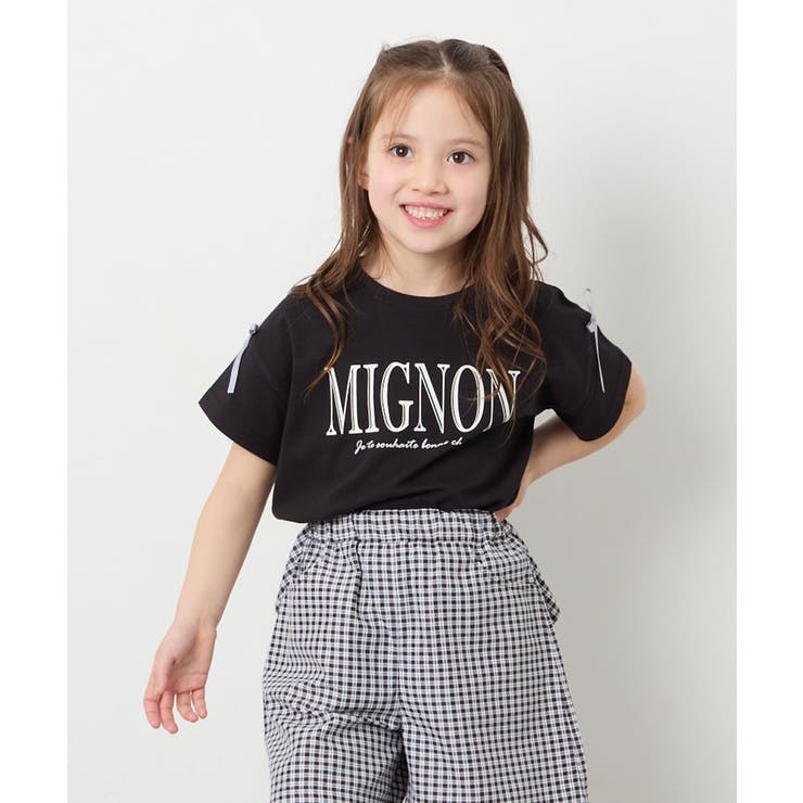 [120-160]【WEB限定】リボンロゴプリントTシャツ | a.v.v【KIDS】 | 詳細画像1 