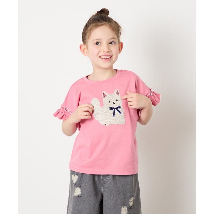 ピンク | [110-150]【接触冷感/綿100％】モチーフアソートTシャツ | a.v.v【KIDS】