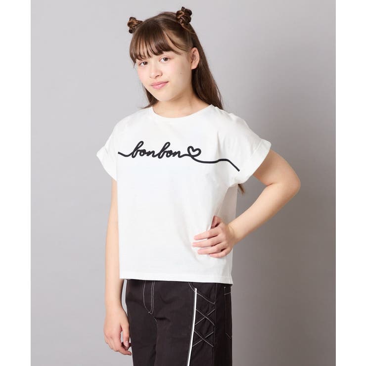 ホワイト | [120-160]【接触冷感/綿100％】シュルロゴTシャツ | a.v.v【KIDS】