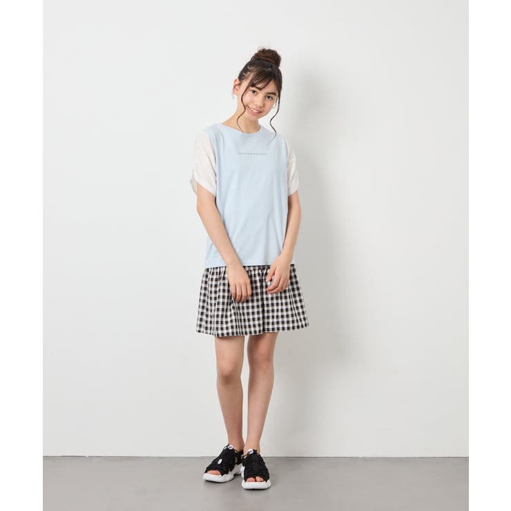 [110-160]【WEB限定】シアーギンガムスリーブTシャツ | a.v.v【KIDS】 | 詳細画像22 