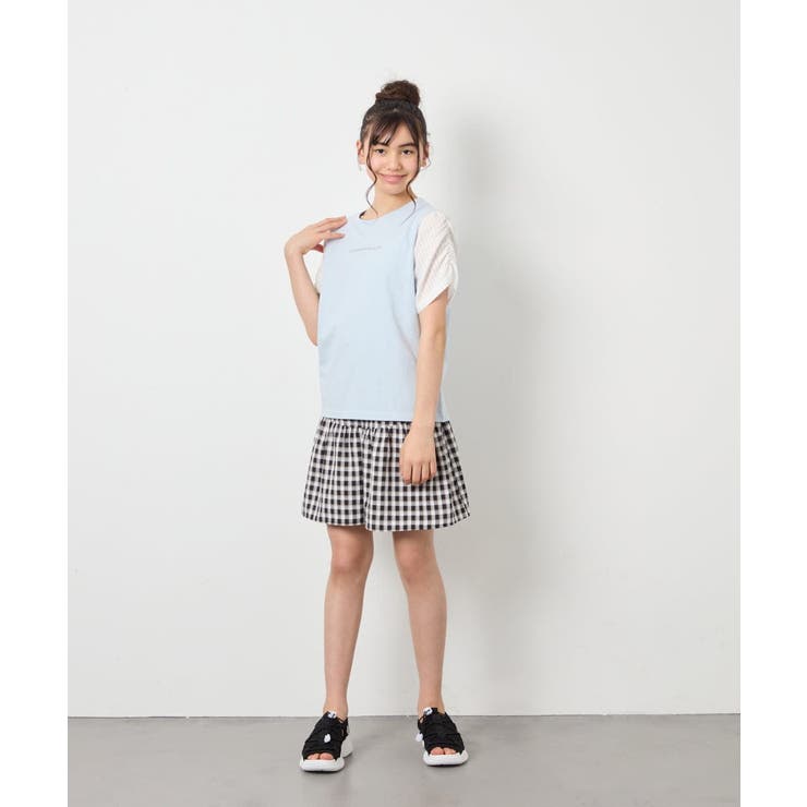 [110-160]【WEB限定】シアーギンガムスリーブTシャツ | a.v.v【KIDS】 | 詳細画像23 