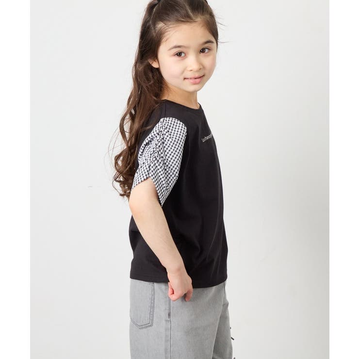[110-160]【WEB限定】シアーギンガムスリーブTシャツ | a.v.v【KIDS】 | 詳細画像33 