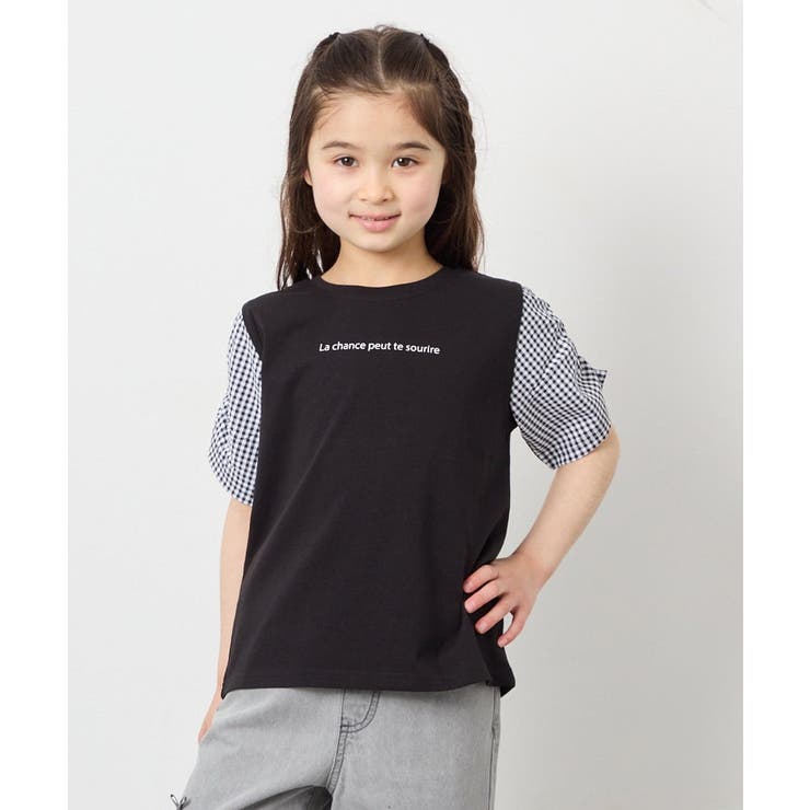 [110-160]【WEB限定】シアーギンガムスリーブTシャツ | a.v.v【KIDS】 | 詳細画像34 