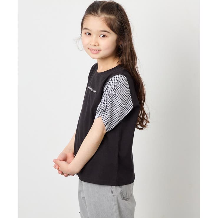 [110-160]【WEB限定】シアーギンガムスリーブTシャツ | a.v.v【KIDS】 | 詳細画像35 