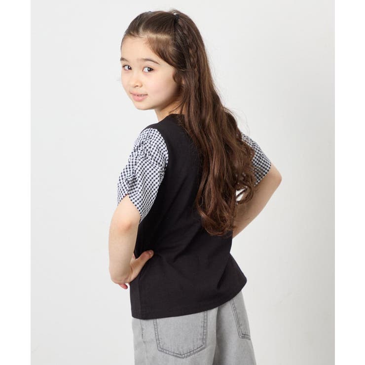 [110-160]【WEB限定】シアーギンガムスリーブTシャツ | a.v.v【KIDS】 | 詳細画像36 