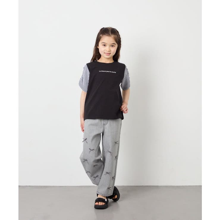[110-160]【WEB限定】シアーギンガムスリーブTシャツ | a.v.v【KIDS】 | 詳細画像38 