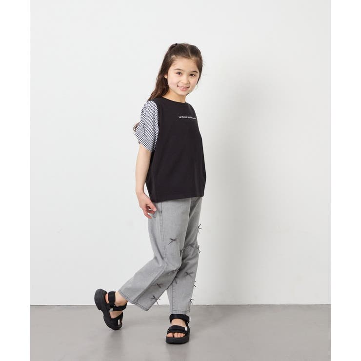 [110-160]【WEB限定】シアーギンガムスリーブTシャツ | a.v.v【KIDS】 | 詳細画像39 