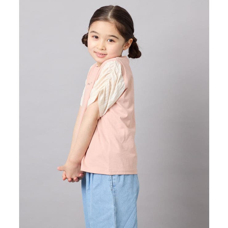 [110-160]【WEB限定】シアーギンガムスリーブTシャツ | a.v.v【KIDS】 | 詳細画像4 