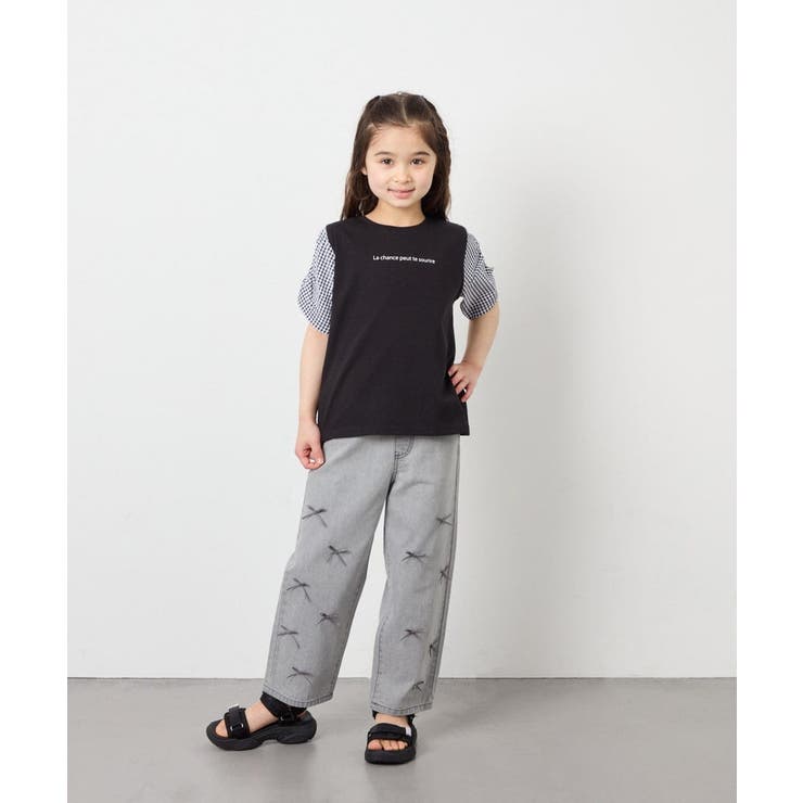 [110-160]【WEB限定】シアーギンガムスリーブTシャツ | a.v.v【KIDS】 | 詳細画像40 
