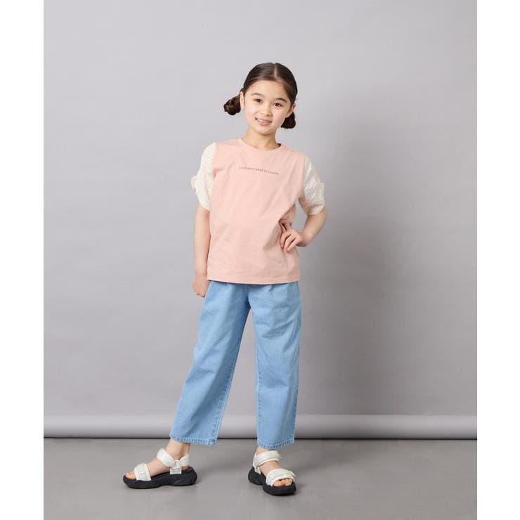[110-160]【WEB限定】シアーギンガムスリーブTシャツ | a.v.v【KIDS】 | 詳細画像5 