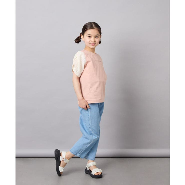 [110-160]【WEB限定】シアーギンガムスリーブTシャツ | a.v.v【KIDS】 | 詳細画像6 