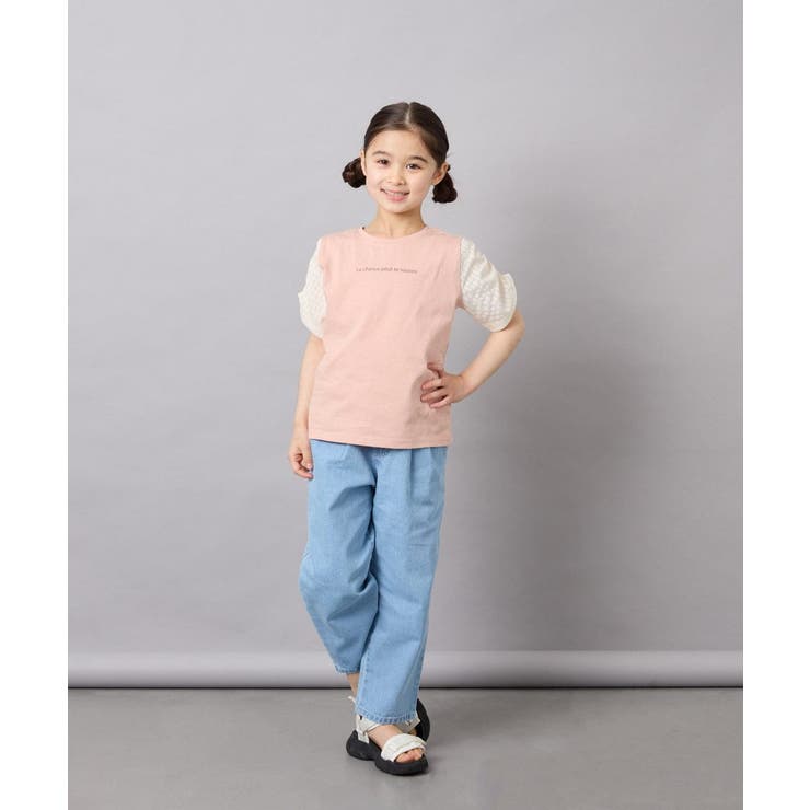 [110-160]【WEB限定】シアーギンガムスリーブTシャツ | a.v.v【KIDS】 | 詳細画像8 