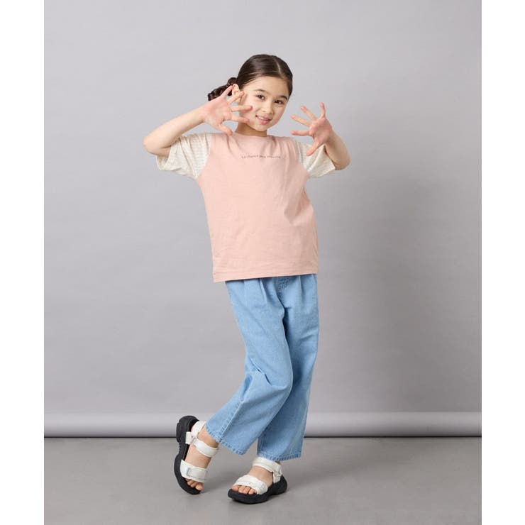 [110-160]【WEB限定】シアーギンガムスリーブTシャツ | a.v.v【KIDS】 | 詳細画像9 