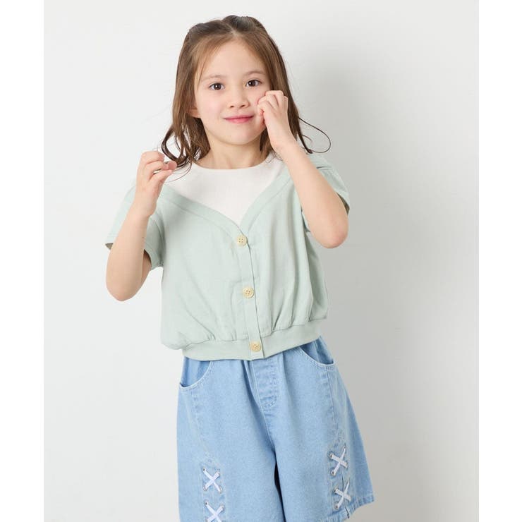 [120-160]【毛玉になりにくい/綿100％】オフショルドッキングTシャツ | a.v.v【KIDS】 | 詳細画像4 