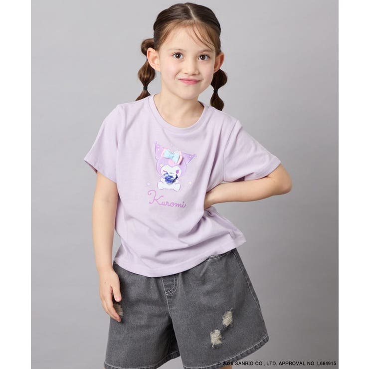 [110-140]【数量限定】[シナモロール＆クロミ]スパンコールTシャツ | a.v.v【KIDS】 | 詳細画像1 