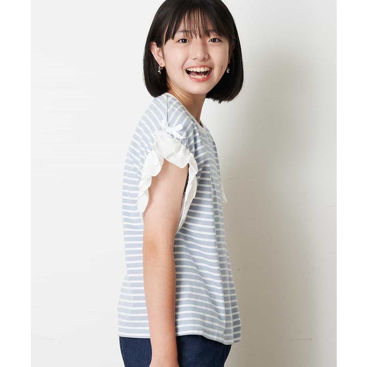 160]リボンデザインボーダーＴシャツ [WEB限定サイズ][品番：ITKW0001315]｜a.v.v【KIDS】（アーヴェヴェ）のキッズファッション通販｜SHOPLIST（ショップリスト）