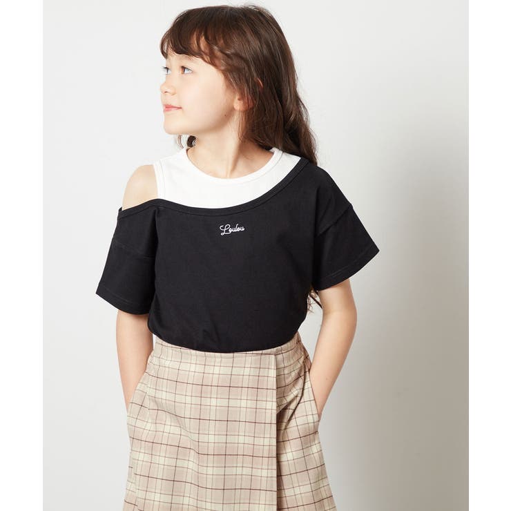 ブラック | [100-130]アシメレイヤー風Ｔシャツ | a.v.v【KIDS】