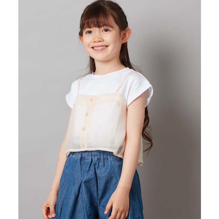 オレンジ | [100-130]シアーキャミドッキングＴシャツ | a.v.v【KIDS】