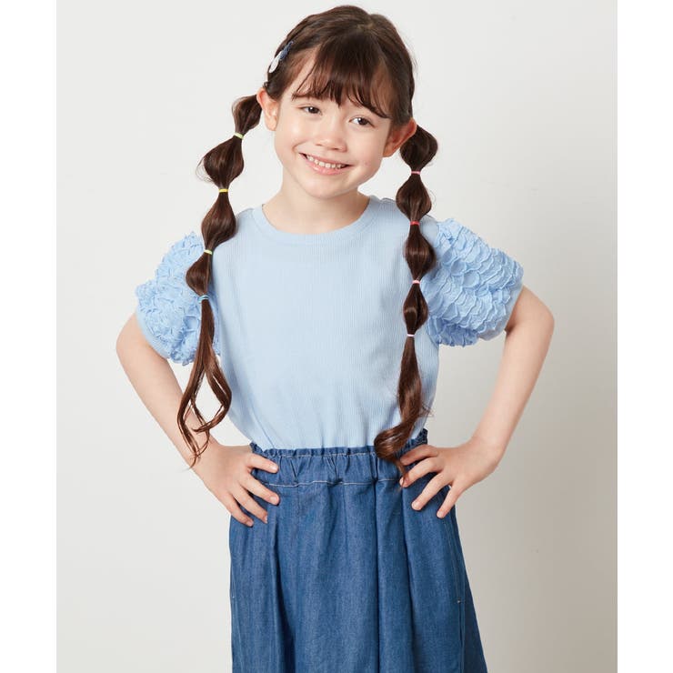 [100-130]異素材フリルスリーブカットソー | a.v.v【KIDS】 | 詳細画像3 