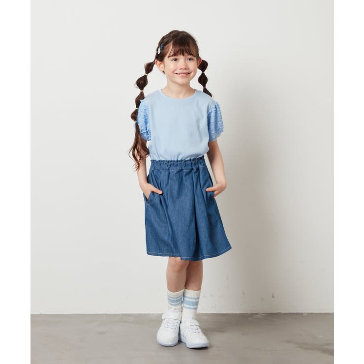 [100-130]異素材フリルスリーブカットソー | a.v.v【KIDS】 | 詳細画像6 