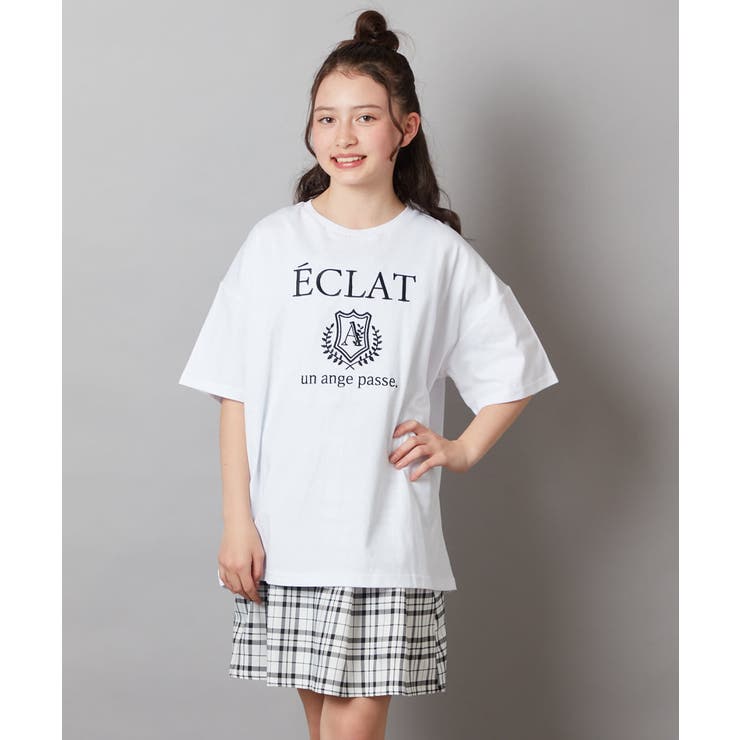 ホワイト | [140-150]エンブレム刺繍オーバーシルエットＴシャツ | a.v.v【KIDS】